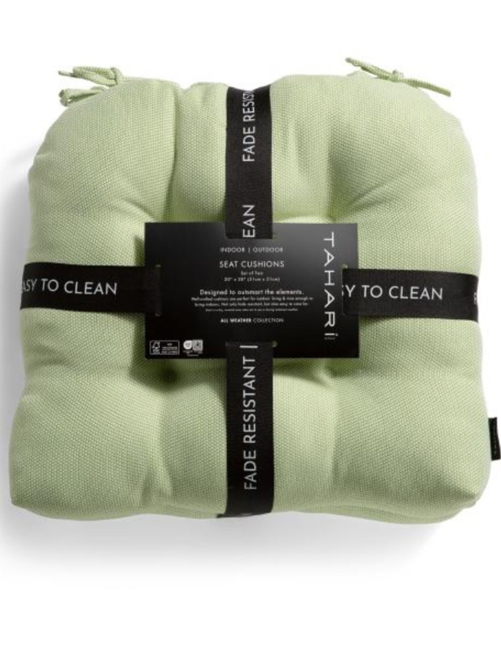 TAHARI 2pk 20x20 Pebbled Tufted U-shaped Indoor Outdoor Chair Pads